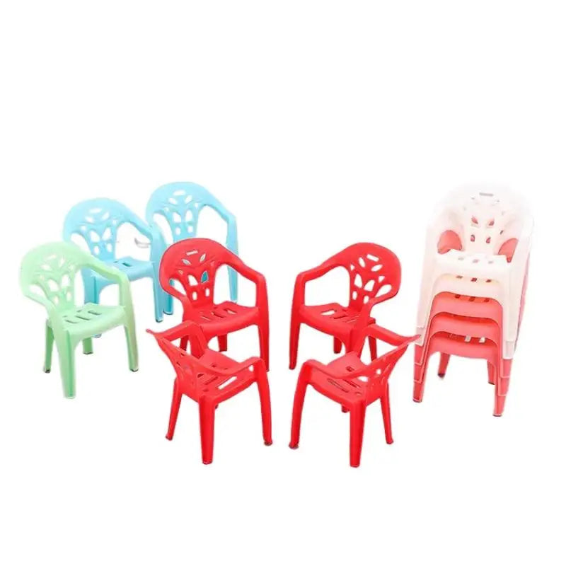 4pcs Miniature Backrest Chair Set Plastic Dollhouse Armchairs 1/6 Scale Doll Furniture Ideal Children's Gifts