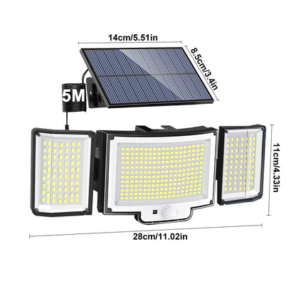 Solar Lights Outdoor 366/400/318 LED Motion Sensor Security Lights IP65 Waterproof Solar Powered Flood Lights for Garden Yard