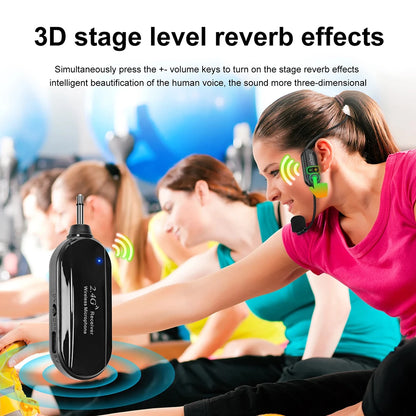 Wireless Headset Microphone Kit 2.4G with Transmitter And Receiver for Voice Amplifier Speaker Suitable for Teaching Stage Guide