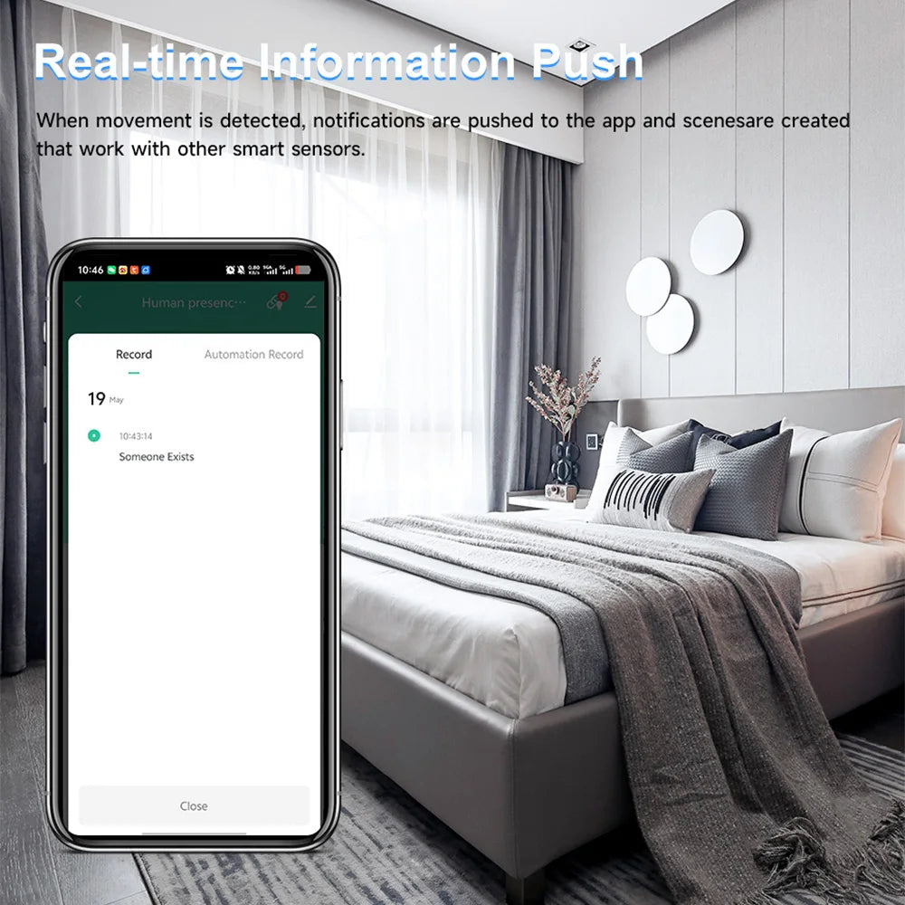 Tuya 10G Mmwave Human Motion Sensor Zigbee Smart Presence Detector Indoor Security Alarm System With App Control