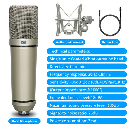 LEUS U87 AI XLR Condenser Microphone Professional Cardioid Studio Mic for Recording Podcasting Voice Over Streaming Home Studio
