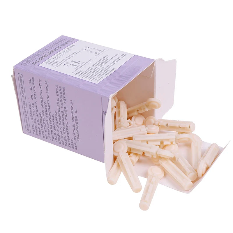 50Pcs Sterile 21G Lancets Single Use Blood Test Testing Kits Glucose Cholesterol