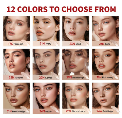 Korean Air Cushion Foundation Natural Moisturizing Coverage 72H Wear Semi-Matte Finish Foundation Women Long-lasting Makeup Base