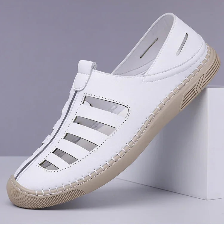 Men's Hollow Out Loafers, Summer Comfort Soft Sole Slip-On Casual Shoes, Anti-Slip Breathable Clog Sandals-HT619