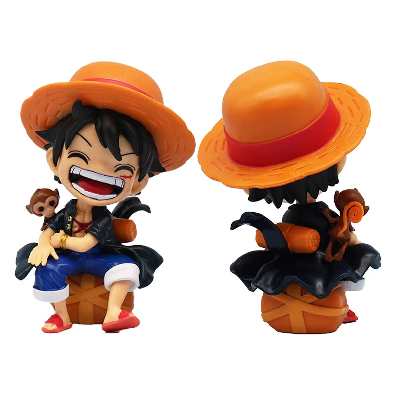 Anime peripheral series new ONE PIECE Luffy Solon Sanji Q-version sitting posture model figurine toy for children birthday gifts