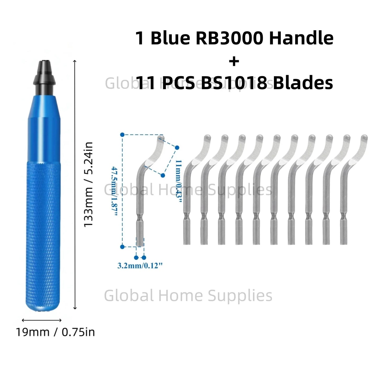 Deburring Tool RB3000 with 1 or 11 High Speed Steel Swivel Blades BS1010 BS1018 BK3010 BS3010 360 Degree Rotary Head Burr Remove