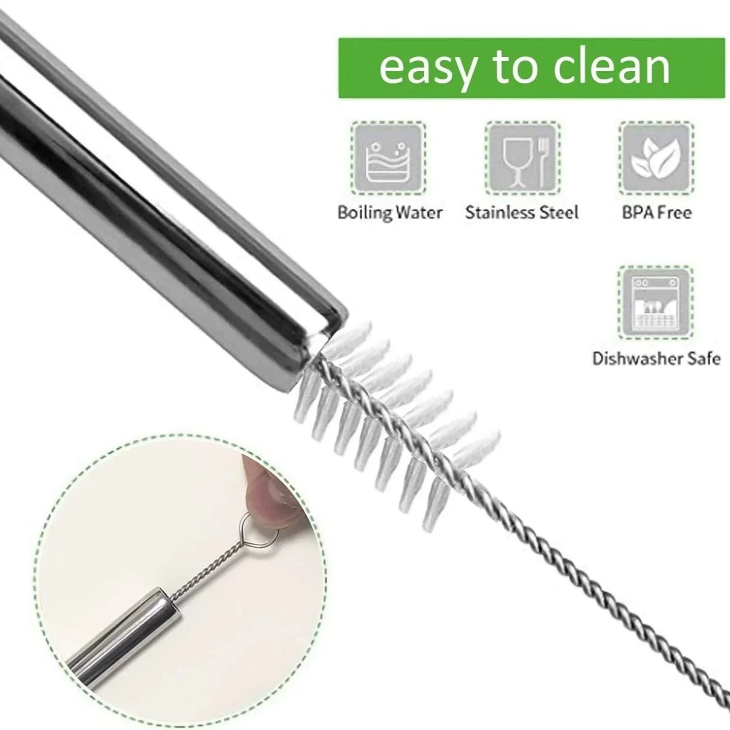 5/10Pcs Reusable Drinking Straw 304 Stainless Steel Straws Straight Bent Metal Straw with Cleaner Brush Pouch Wholesale
