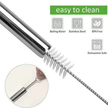 5/10Pcs Reusable Drinking Straw 304 Stainless Steel Straws Straight Bent Metal Straw with Cleaner Brush Pouch Wholesale