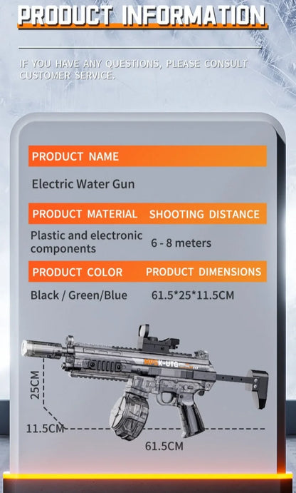 MP5K Full Automatic Water Gun Toy with Retractable Stock Linked Recoil Mechanism Water Pistol Summer Outdoor Beach Shooting Game