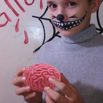 TPR Soft Fake Brain Stress Relief Toy Squeeze Ball Halloween Sensory Fidget Slow Rebound Prank Classroom Prize Party Supply