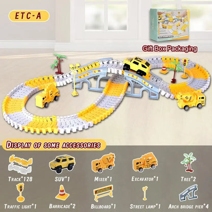 Kids Electric Track Toy Engineering Minin Car Set Puzzle Boy Toys Track Car Train Toys For Children Birthday Gifts
