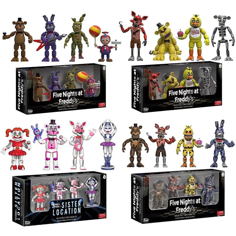 Funko FNAF 4pcs/set Freddy Bonnie Chica Foxy Nightmare Balloon Boy Action Figure Collection Model Vinyl Figurine Doll Toys