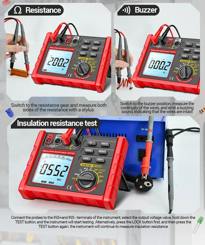 ANENG MH15 Digital Megohmmeter 1000V High Voltage Insulation Test 2000MΩ High Resistance Measurement Electrical Testing Artifact