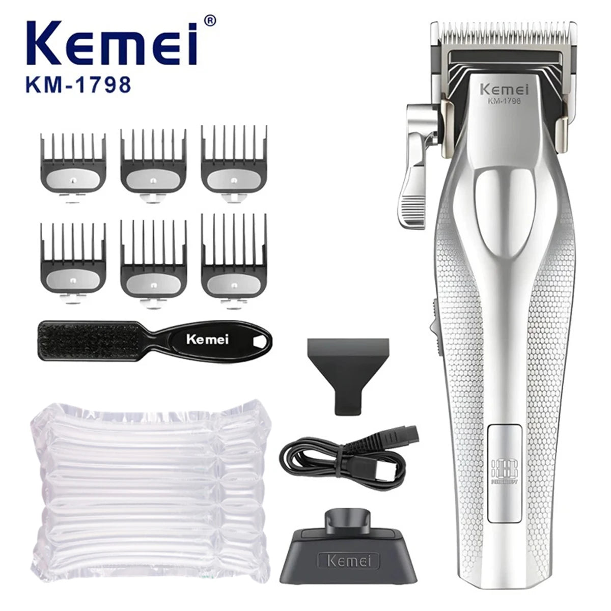 Kemei Clippers Professional Haircut Suit Rechargeable Hair Clippers Metal Body Shaver LCD Display Clipper For Man KM-3023 Set