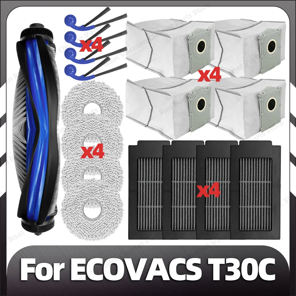 Compatible for ECOVACS T30C / T30C OMNI / T30C PRO OMNI Main Side Brush Filter Mop Pad Dust Bag Spare Parts Accessories
