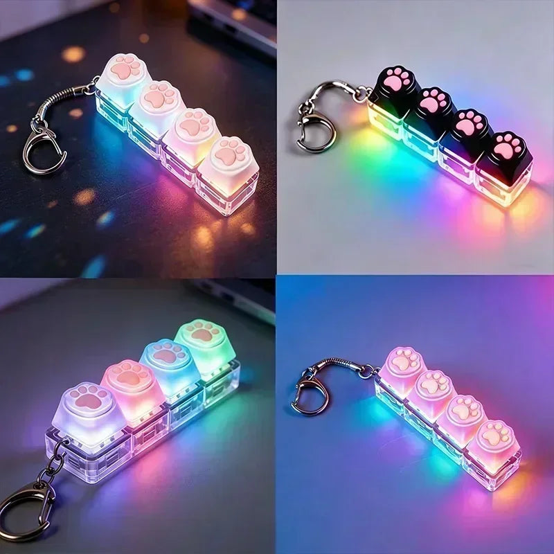 Original Multi-Style LED Light-Up Keycap Keychain Clicker Fidget Toy Stress Relief Portable Desk Accessory for Kids Adults