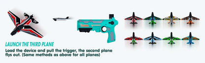 Airplane Launcher Toys for Kids Summer Outdoor Catapult Gun Foam Glider Flying Plane Toy  Game Gifts for Boys Novelty & Gag Toys