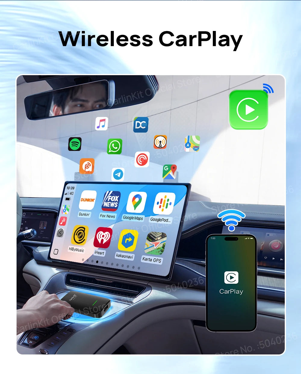 CarlinKit 4.0 CP2A Pro 3-In-1 Android TV Box CarPlay Ai Box Support Netflix YouTube Wireless CarPlay &Android Auto Smart Car Box