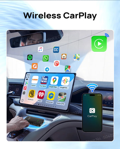 CarlinKit 4.0 CP2A Pro 3-In-1 Android TV Box CarPlay Ai Box Support Netflix YouTube Wireless CarPlay &Android Auto Smart Car Box