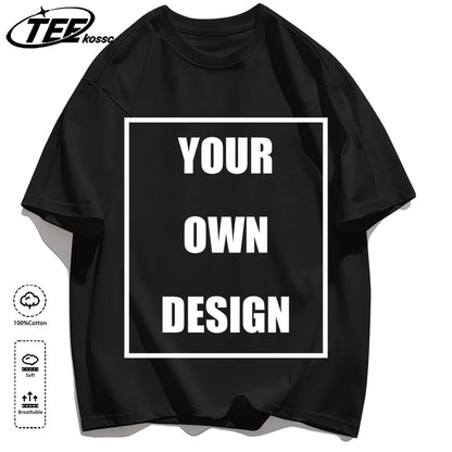 Men's Personalized T-shirt 100%Cotton Tee Custom Shirt Make Your Design Logo Text Men Women Design Your Gift Couple Tshirt