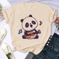 Cartoon Casual Creative T-shirt Vintage Round Neck Clothes Funny Cute Panda Printed T Shirt for Women Summer Sleeve