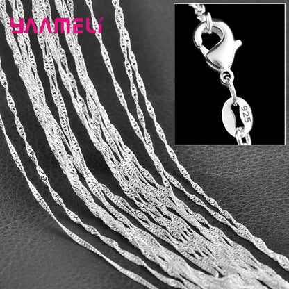 Authentic 5PCS Solid 925 Sterling Silver Jewelry Chains Necklace with Lobster Clasps fit Men Women Pendant 18 Designs 16-30 Inch