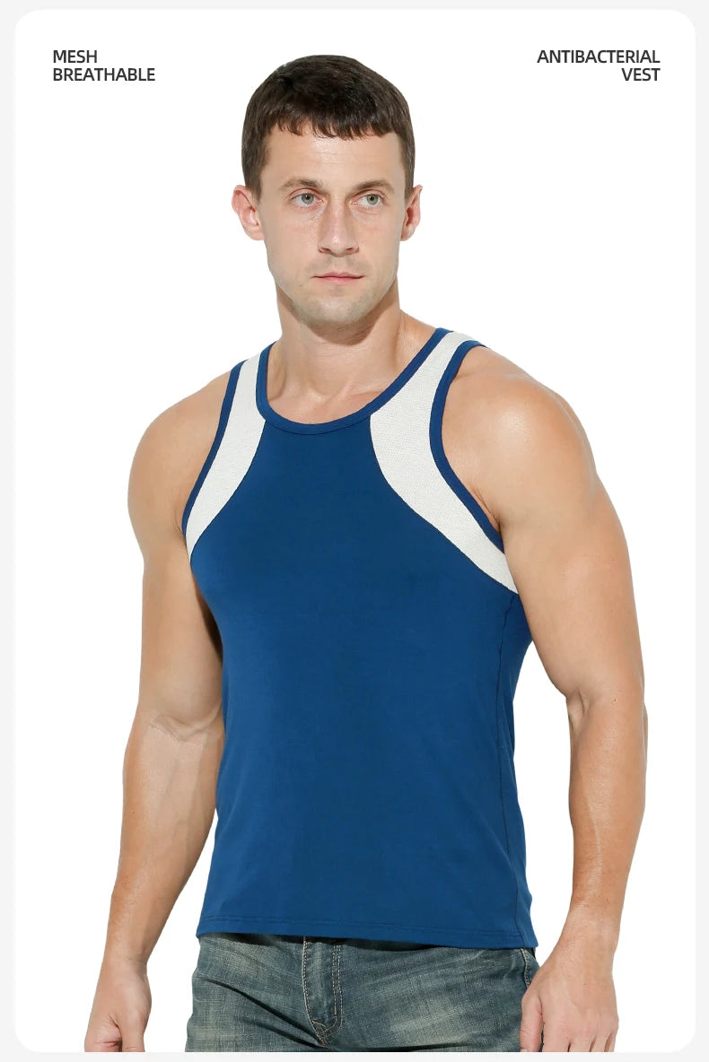 Vest Men's Comfortable Breathable Sling Hurdle Short-Sleeved Young Boys Sports Running Sleeveless T-Shirt Bottoming Shirt Unders