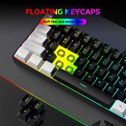 New Portable Wired Mini Mechanical Keyboard K61 Mini Keyboard Wired 61 Keys Phantom RGB,Black White Red Red/Blue Switch