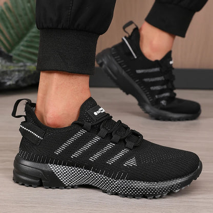 Men's Breathable Running Shoes Anti Slip Casual Fashionable Outdoor Training Hiking Shoes Outdoor Knitted Lace Up Men's Shoes