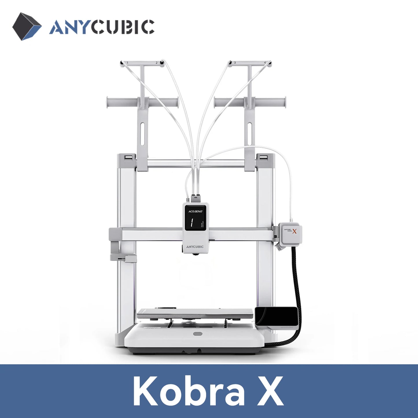 ANYCUBIC Kobra X 3D Printer ACE GEN2 Multi-color Printing 2X Speed & Material Savings 4-Color Built-in Smart Remote Control