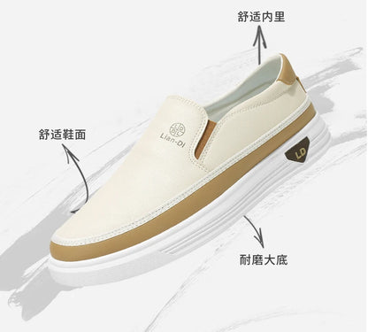Men's Loafers for Spring, Large Size, Round-Toe Men's Moccasins, Slip-On Casual Shoes, Simple and Lightweight
