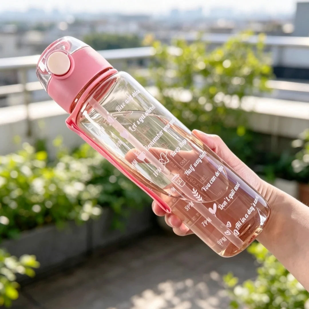 Transparent Motivational Scale Water Bottle, Clear Stylish Cup for Juice Coffee Drinking Water, Leakproof Durable Reusable