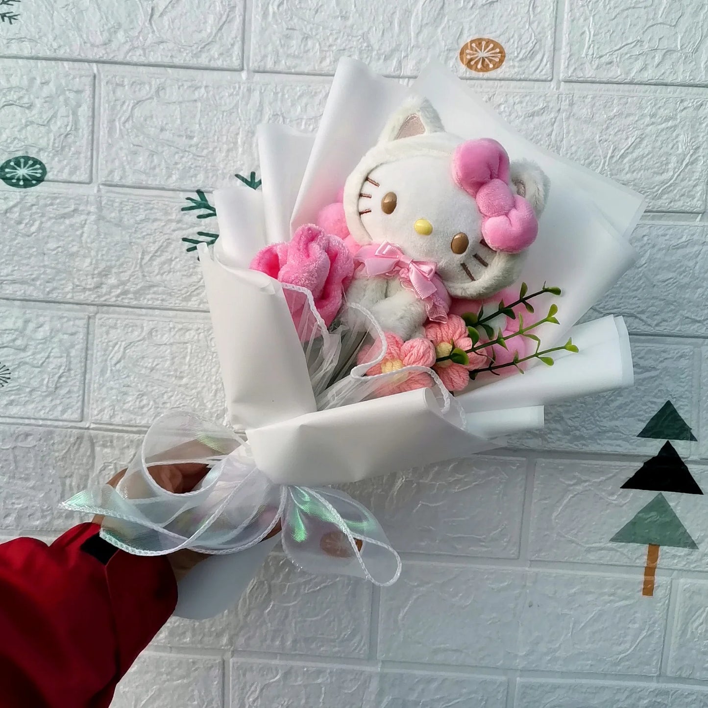 Anime Hello Kitty Cartoon Plush Bouquet Rose Flowers  Soft Plush Doll Home Wedding Decoration Christmas Valentine's Day Gift