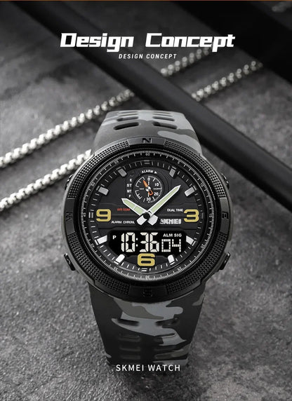 SKMEI  Outdoor Sports Men's Electronic 1655 Watch Dual Display Multi functional Waterproof Student Exploration Watch
