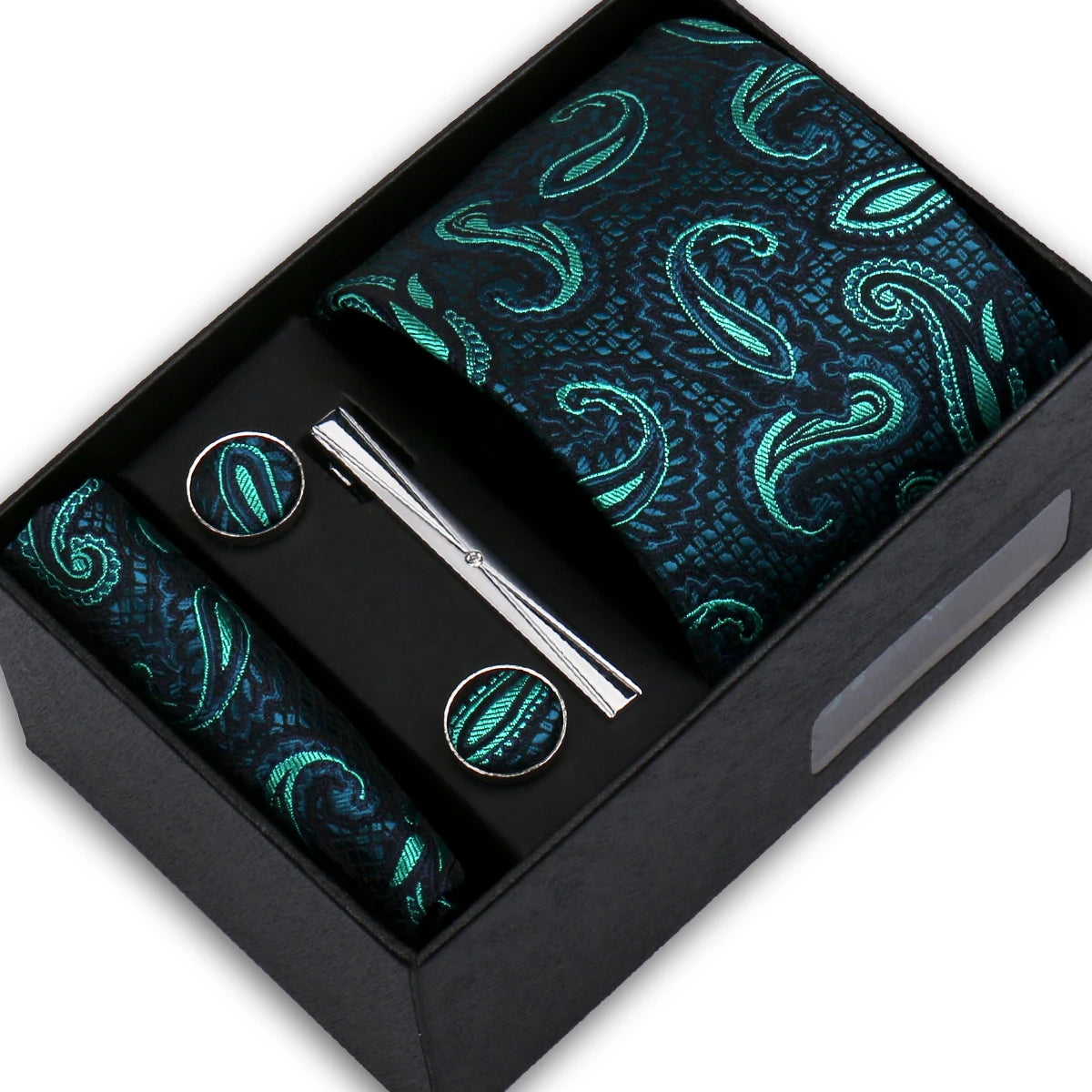 Classic Mens Tie Set Paisley Hanky Cufflinks In Gift Box Jacquard Woven Neckties Set For Men Formal Wedding Fashion Accessories