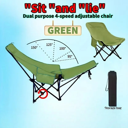 300-Pound Heavy-Duty Foldable Beach Chair with Adjustable Height and Crossed Backrest - Portable Outdoor Chair for Camping, Fish
