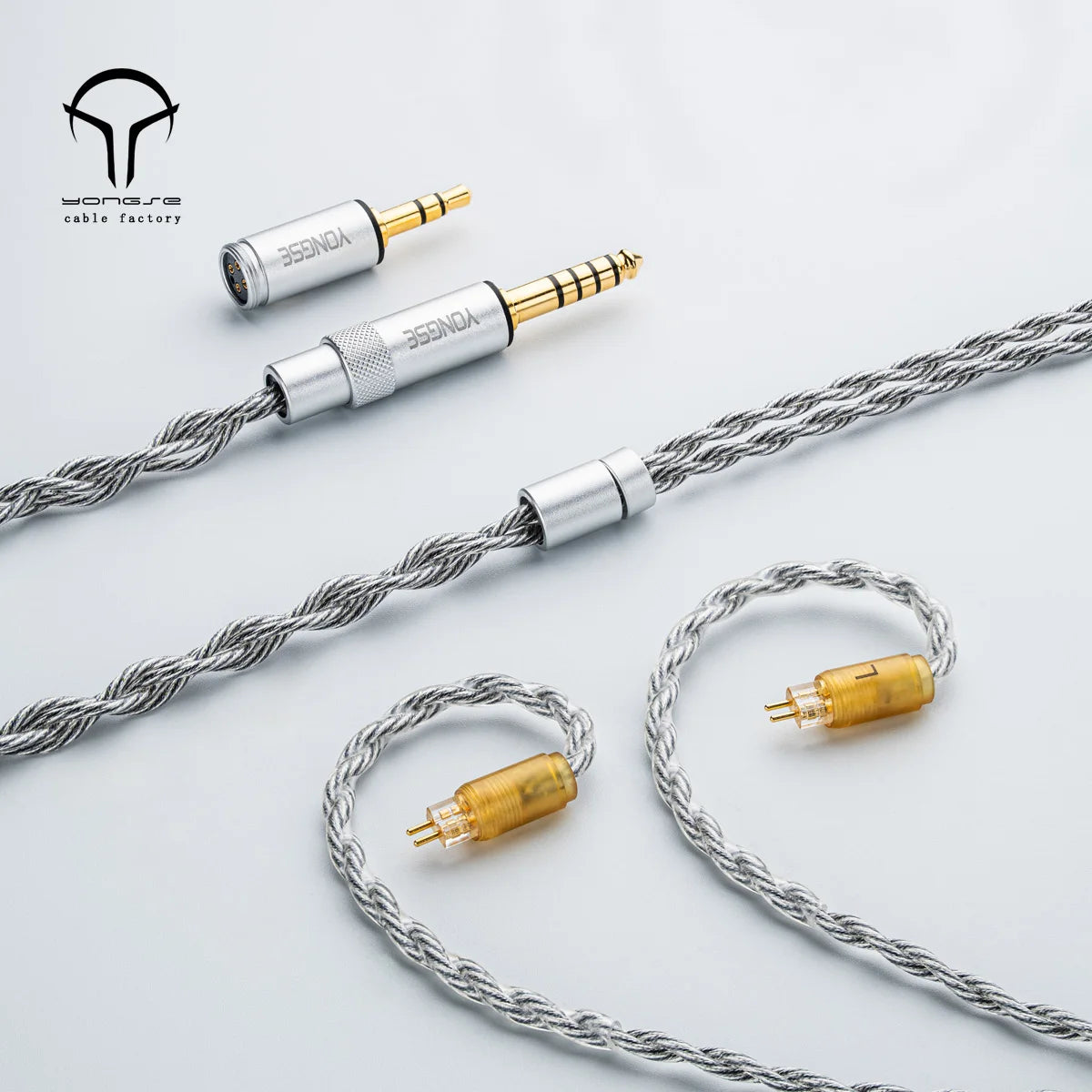 Yongse Obsidian Cable Silver-plated Single Crystal Copper Earphones Upgrade Cable Switchable Plug: 3.5mm +4.4mm