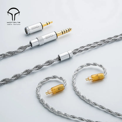 Yongse Obsidian Cable Silver-plated Single Crystal Copper Earphones Upgrade Cable Switchable Plug: 3.5mm +4.4mm