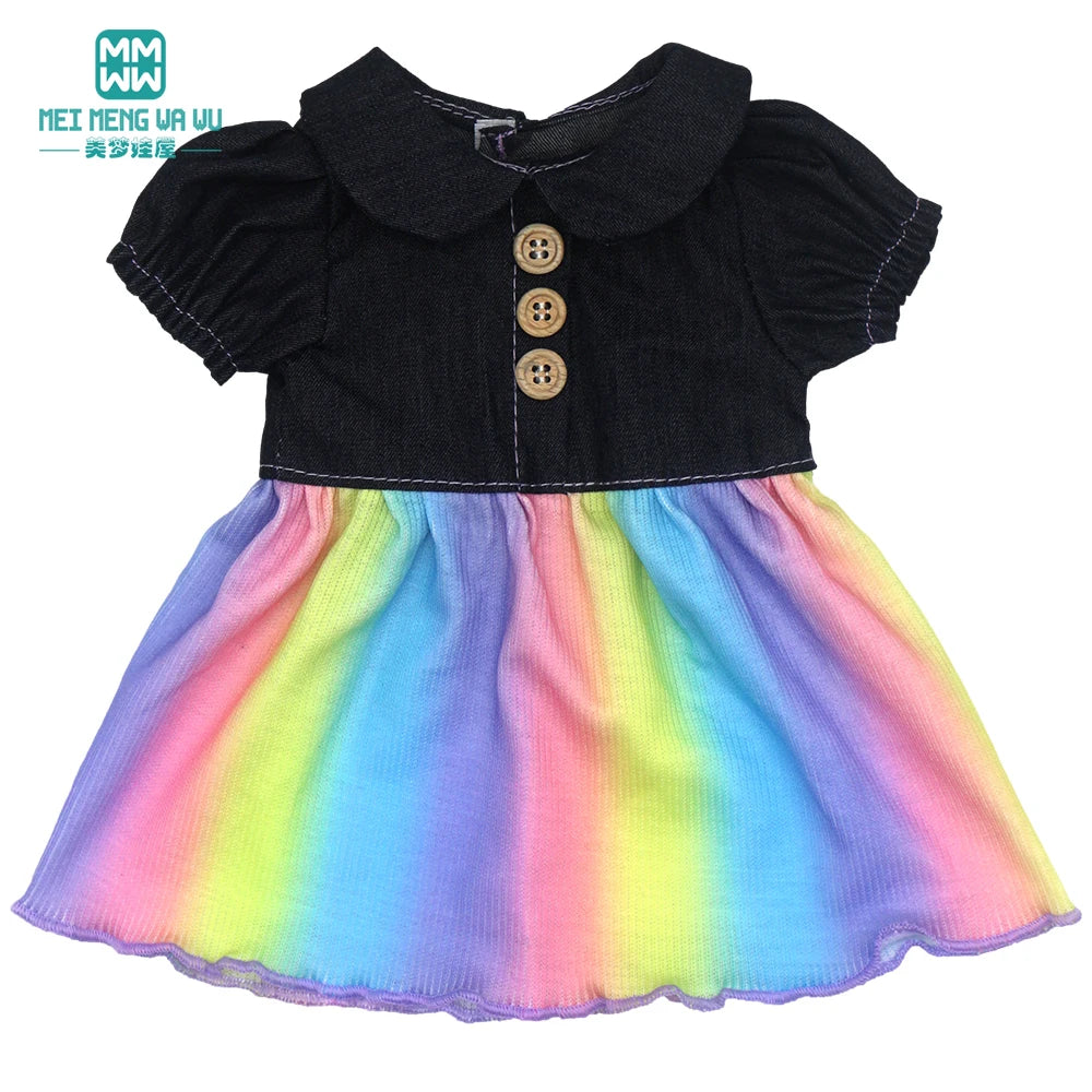 Fits 17-18inch American Doll and New Born Doll Clothes Fashion Dresses, Hooded Jumpsuit, Cardigan Strap Skirts Toys Gifts