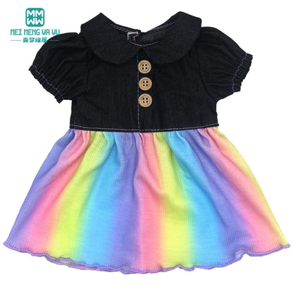 Fits 17-18inch American Doll and New Born Doll Clothes Fashion Dresses, Hooded Jumpsuit, Cardigan Strap Skirts Toys Gifts