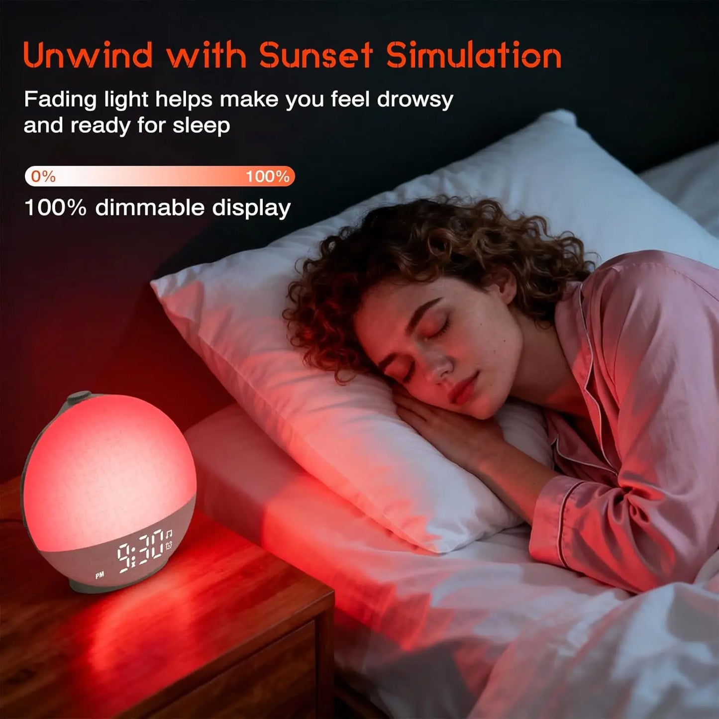 Wake Up Light Sunrise Alarm Clock White Noise Sound Machine Bluetooth Speaker Color Changing Night Lights for Bedroom Ideal Gift