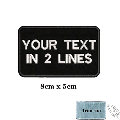 1PC Custom Name Patch Stripes Badge Iron On Or Hook Loop Black 8X2.5cm 8x5cm 10x2.5cm 10x4cm 12x2.5cm 15x5cm 20x7cm 25x8cm