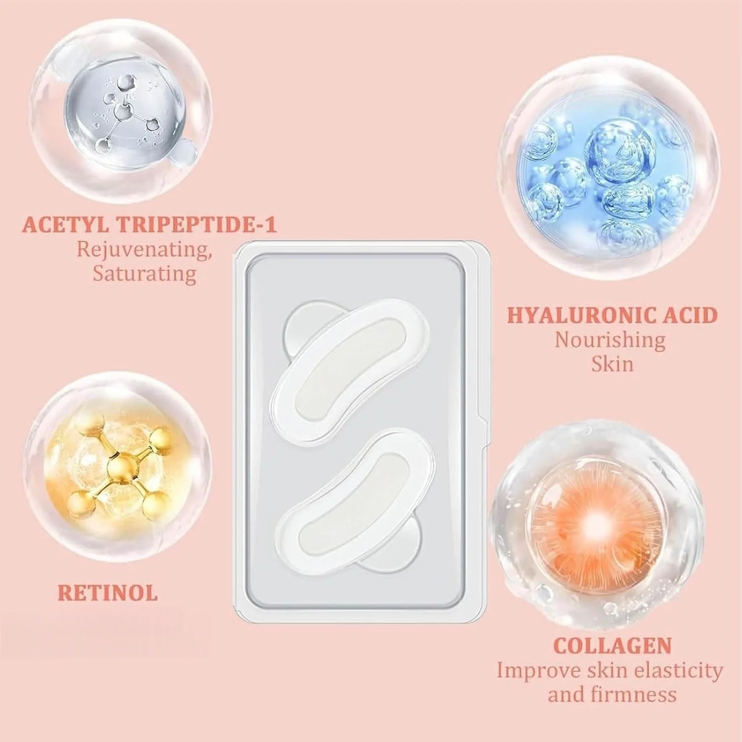 Retinol Microneedle Eye Patches with Hyaluronic Acid & Firming Peptides,for Forehead, Eye Area, Crow's Feet & Smile Lines,1Pair.