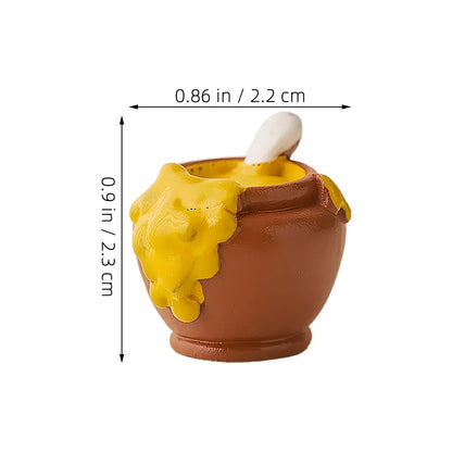 6Pcs Mini Honey Jars Realistic Resin Accessories for Micro Landscape Decor Tiny Food Pots Charming Miniature Scene