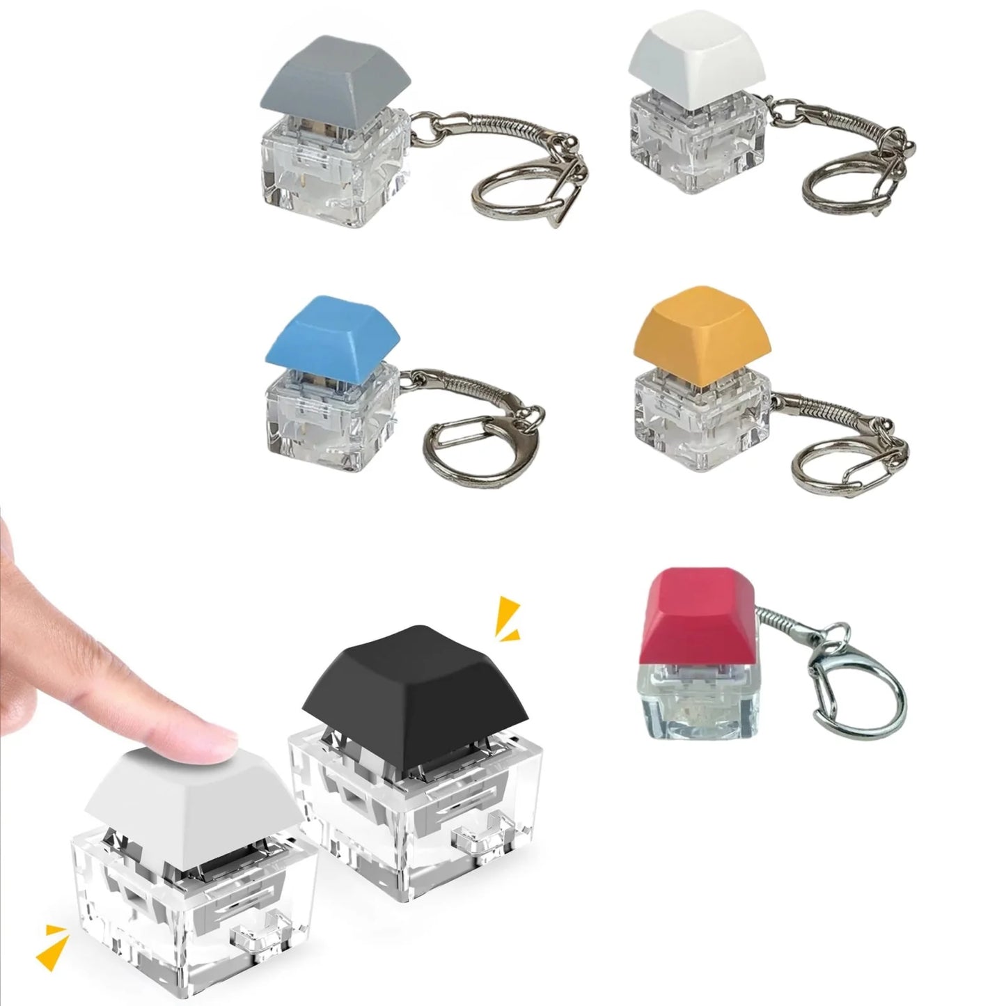6/12pcs Keyboard Keycap Clicker Fidget Toy Portable Keychain Adult Office Stress Relief Fun Fingertip Decompression Gadget