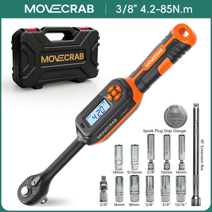 MOVECRAB Series Digital Torque Wrench 1.5-340N.m 2% Accuracy Preset Values with Buzzer, LED Flash & HandleVibration Notification