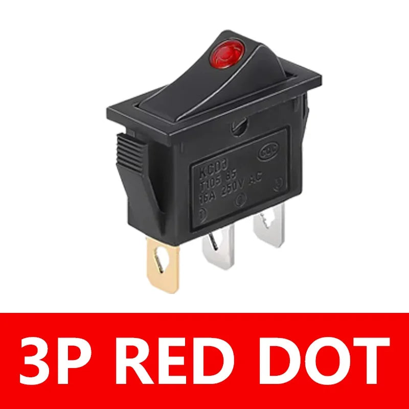 5/20PCS KCD3 Rocker Switch ON-OFF ON-OFF-ON 2 Position 3Pins Electrical Equipment with Light Power Switch 16A 250V / 20A 125V AC