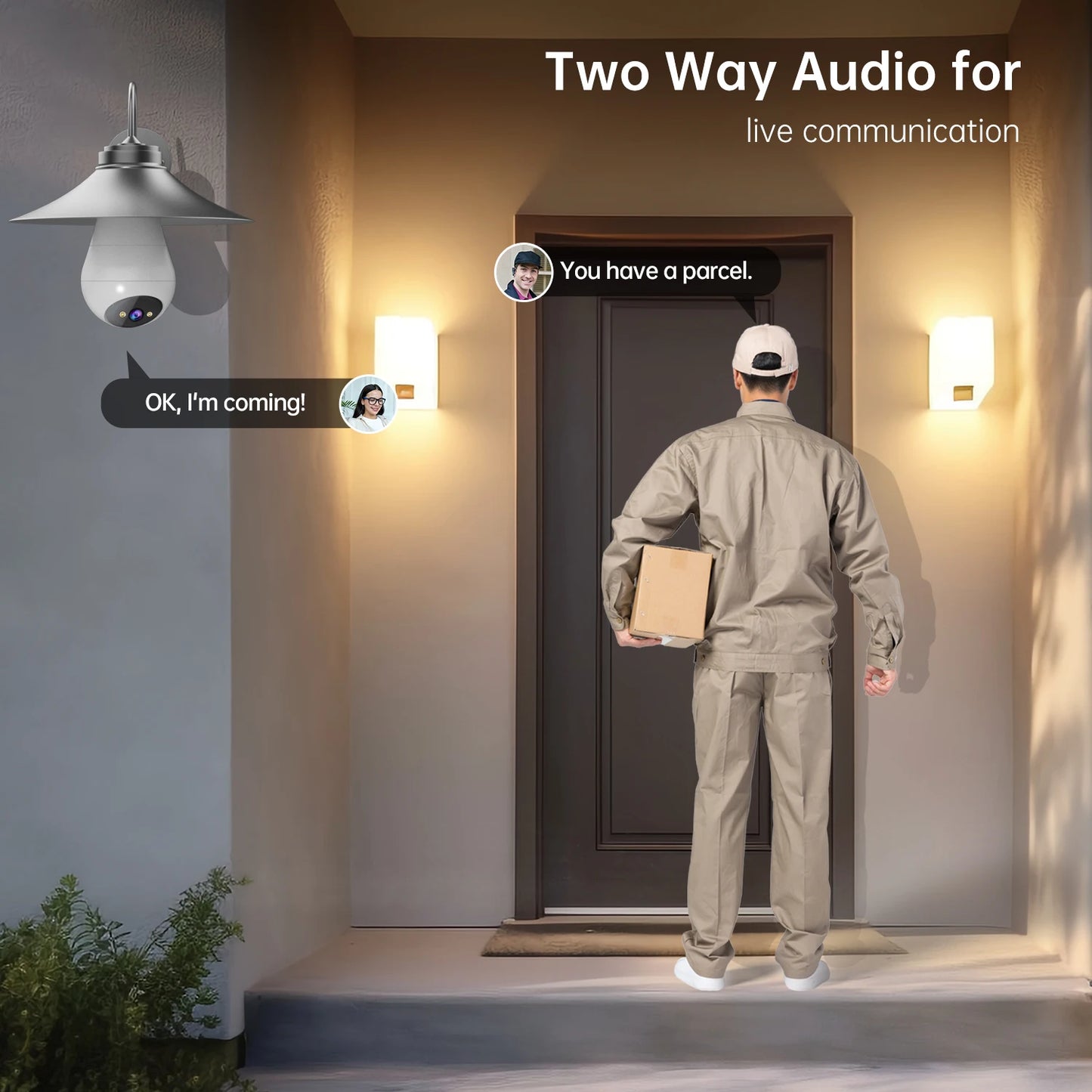 JOOAN 5MP E27 Bulb Wifi Camera Indoor Auto Tracking Night Vision Security Camera Two-way Audio Surveillance IP Camera