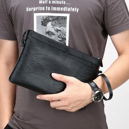 Fashion Brand Design Business Clutch Bag High Quality PU Leather Envelope Bags Casual Travel Men's Wallet Cell Phone Pocket