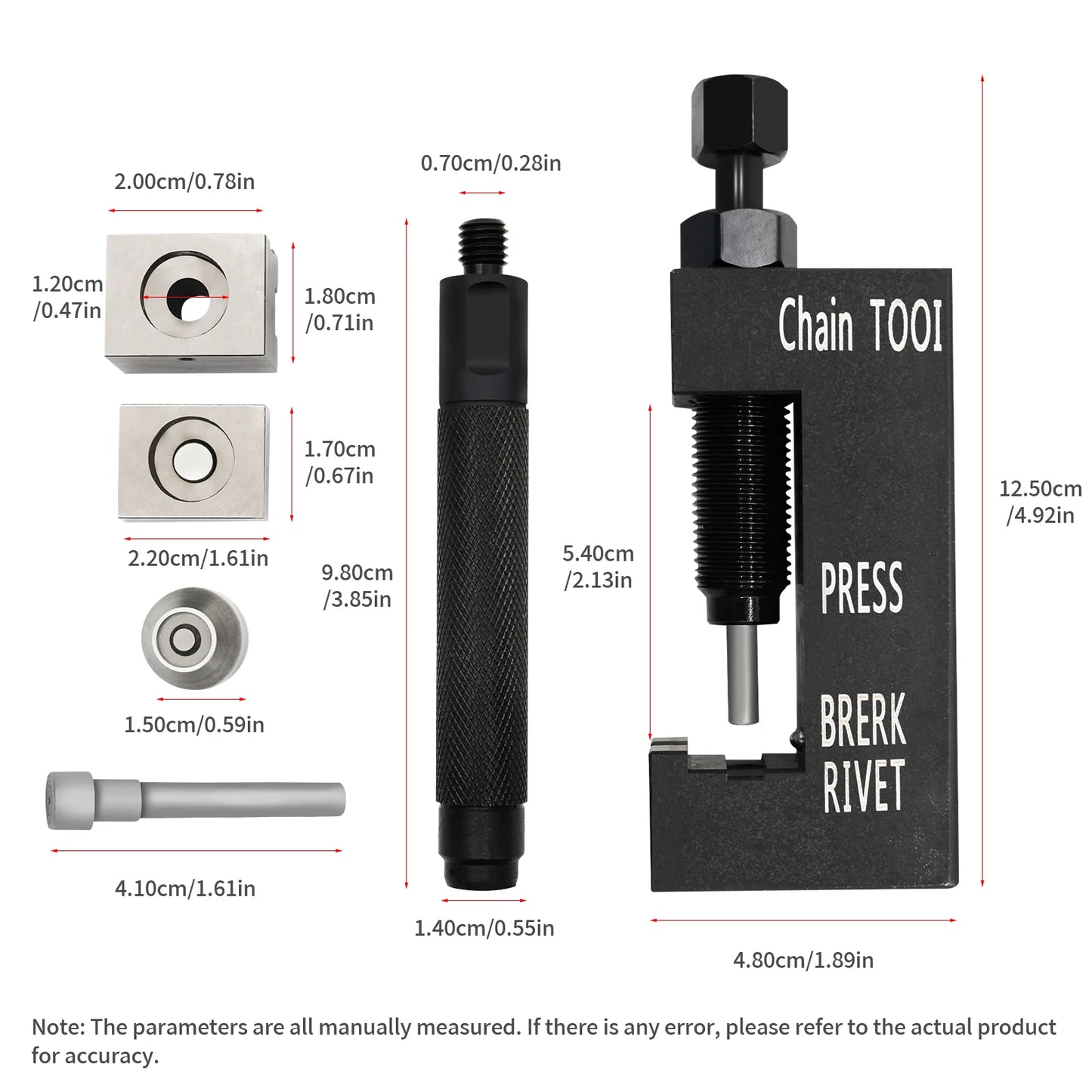 Motorcycle maintenance tool, chain disassembly special tool, suitable for 520 525 530 chain breaker willow nail kit